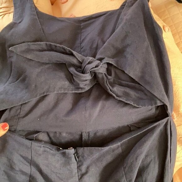 Pure navy tie back jumpsuit - Picture 2 of 5